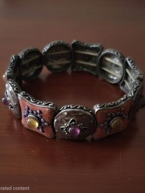 Vintage mixed metal boho stretch bracelet